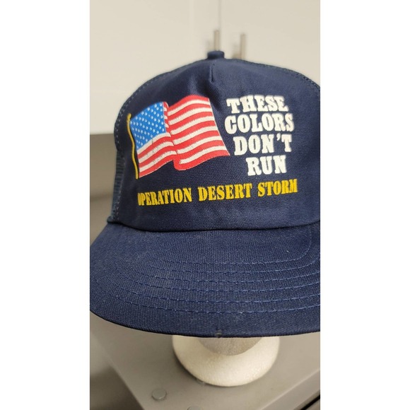 Vtg Patriotic These Colors Don't Run Operation Desert Storm Trucker Hat - Picture 3 of 10